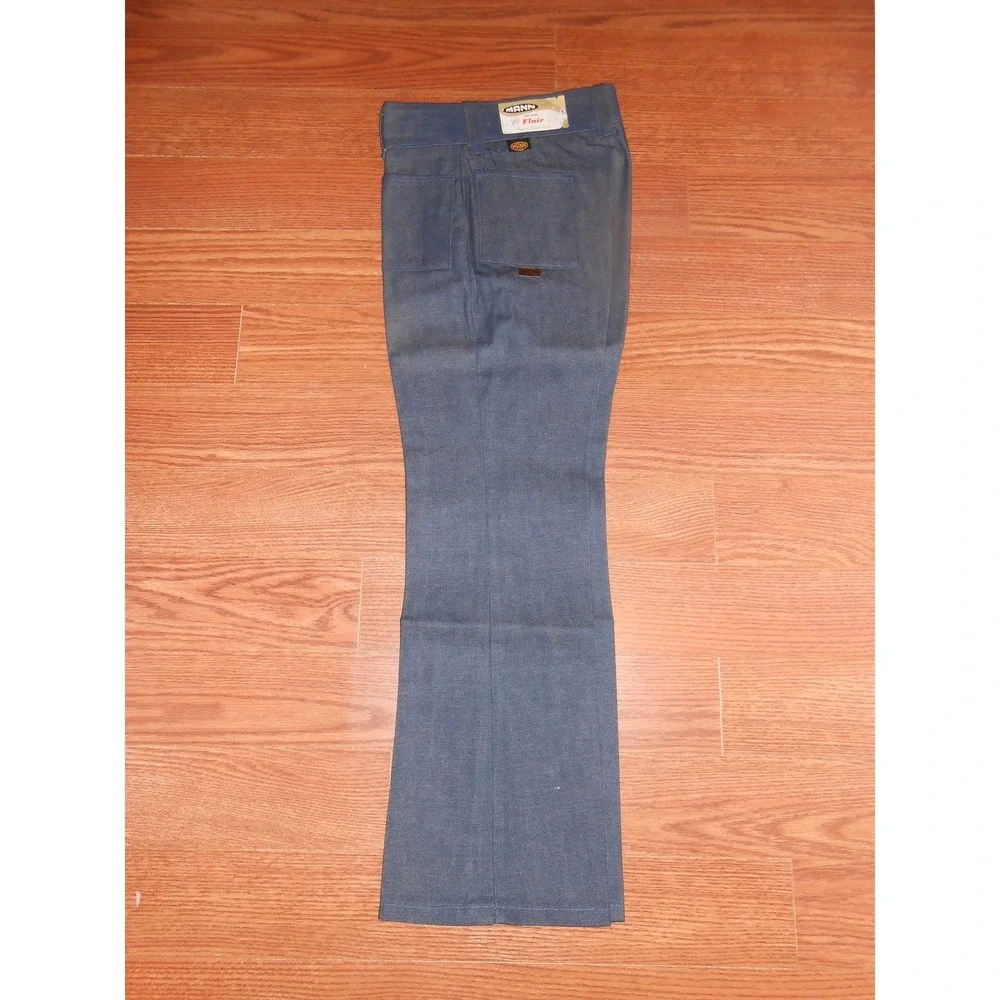 Kids 70's Vintage MANN Pants Boy/Girl 11 Regular Unisex Flare Hippie Blue Jeans!